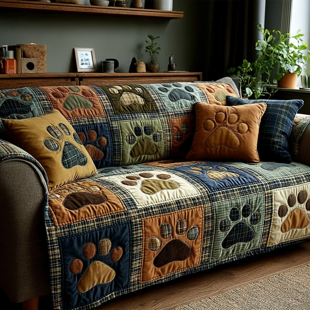 Love Paw Quilted Sofa Cover Couch Covers Perfect Gift For Dog Lovers