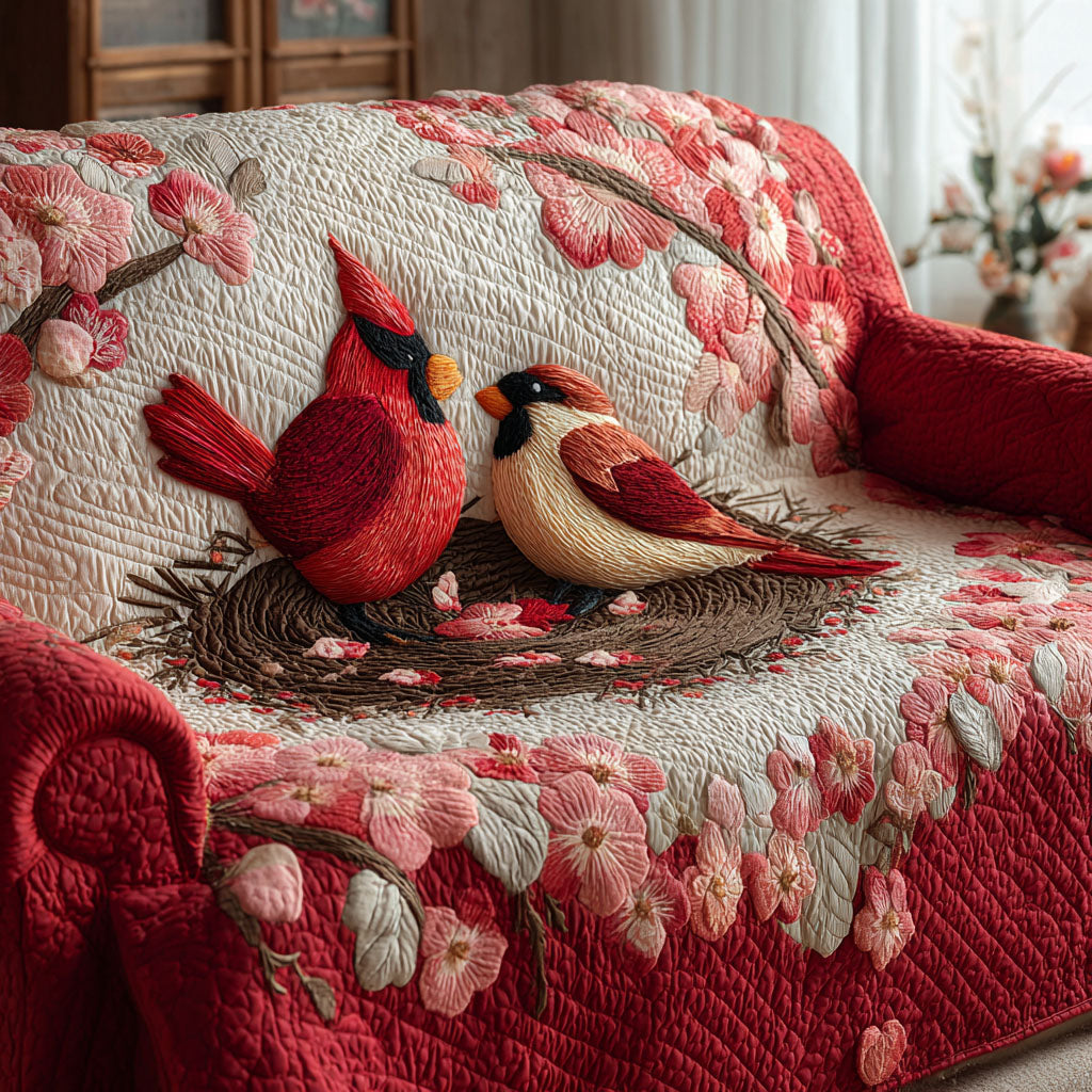 Lovebirds Nest Quilted Sofa Cover Furniture Covers For Sofas Red Cardinal Gifts Ideas