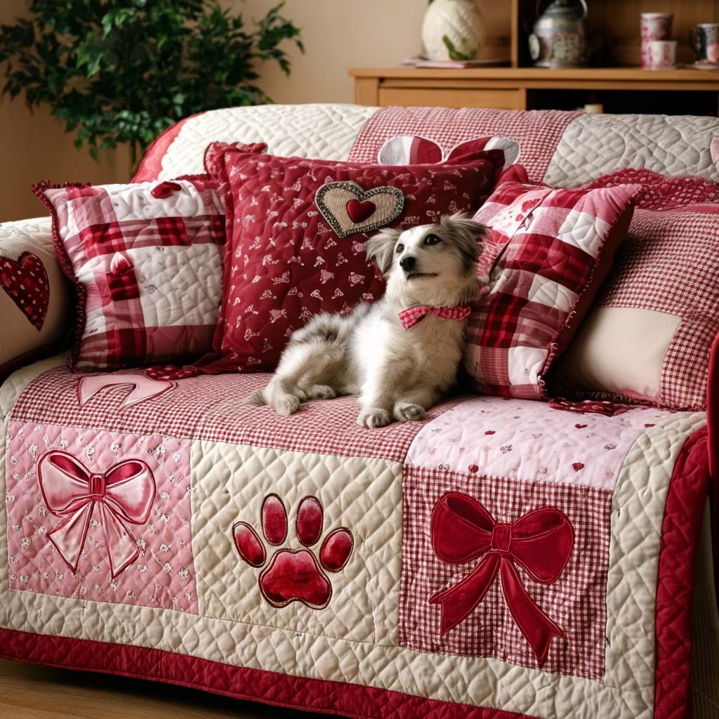 Loving Pawprints Quilted Sofa Cover Sofa Couch Cover Great Gifts For Dog Lovers