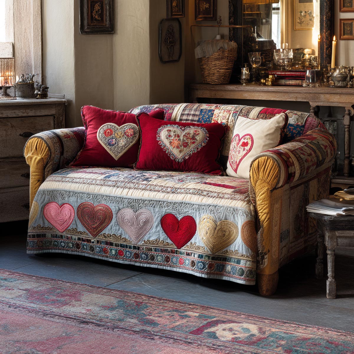 Loving Steps Quilted Sofa Cover Cool Couch Covers Valentine Day Present Ideas