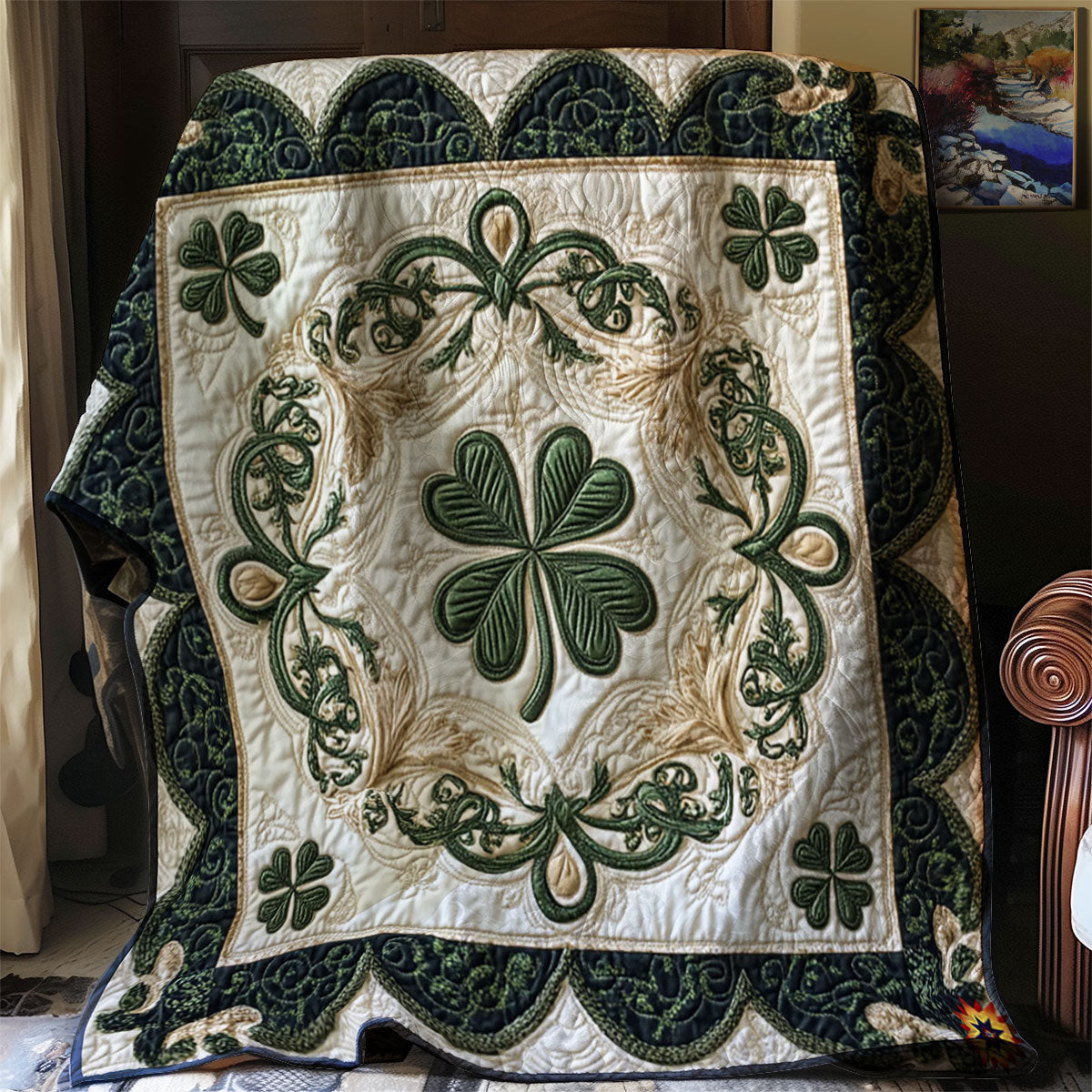 Lucky Clover Quilt Blanket Best Couch Throw Blanket Fun St Patrick's Day Gifts