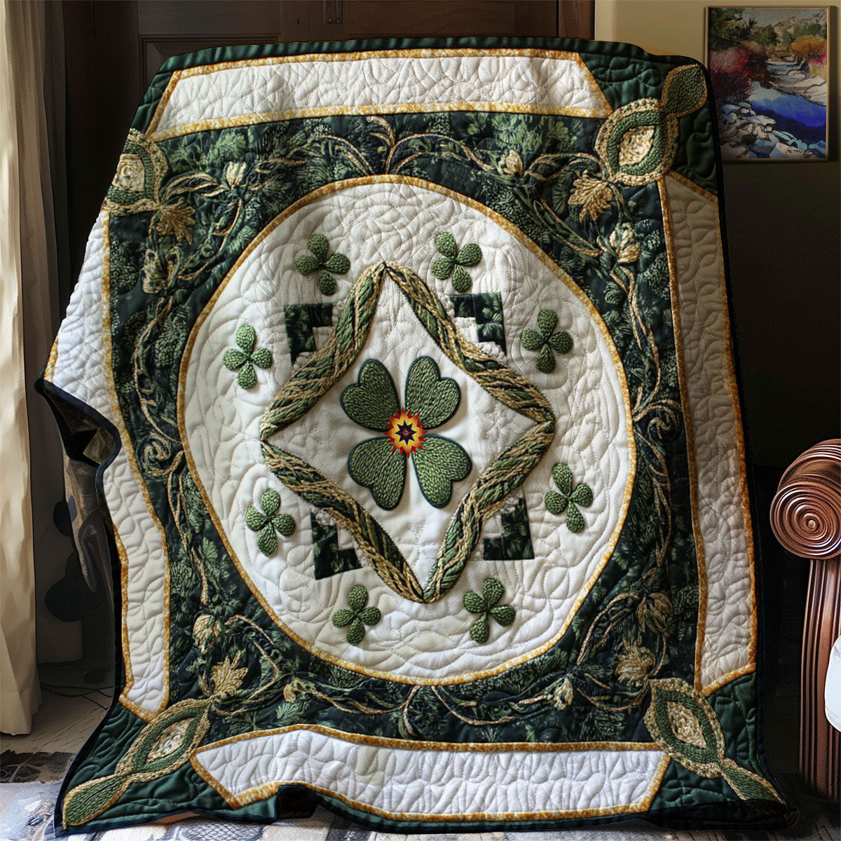 Lucky Clover Quilt Blanket Best Couch Throw Blanket Happy Saint Patrick's Day Gifts 2025