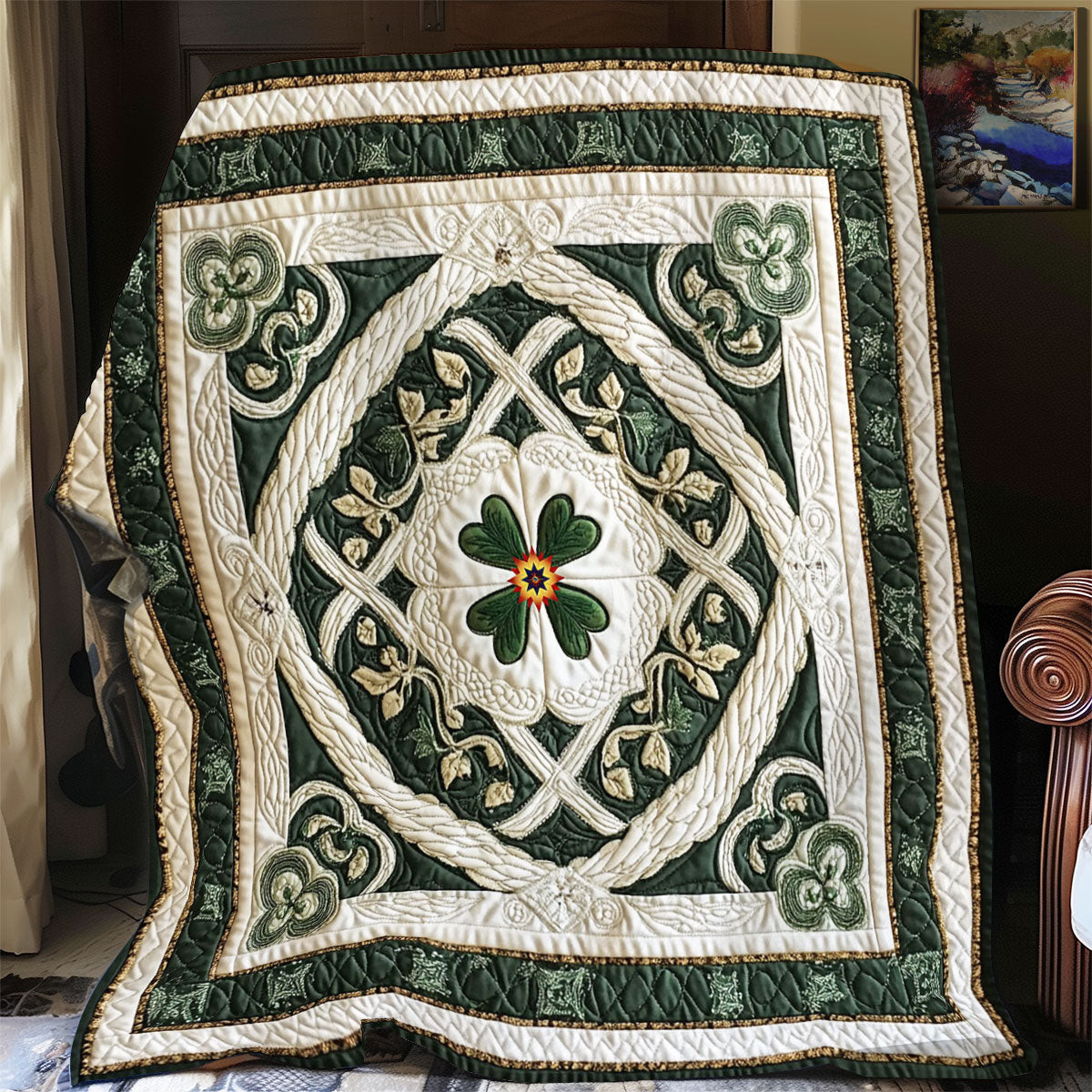 Lucky Clover Quilt Blanket Best Couch Throw Blanket St Patricks Day Gift Idea