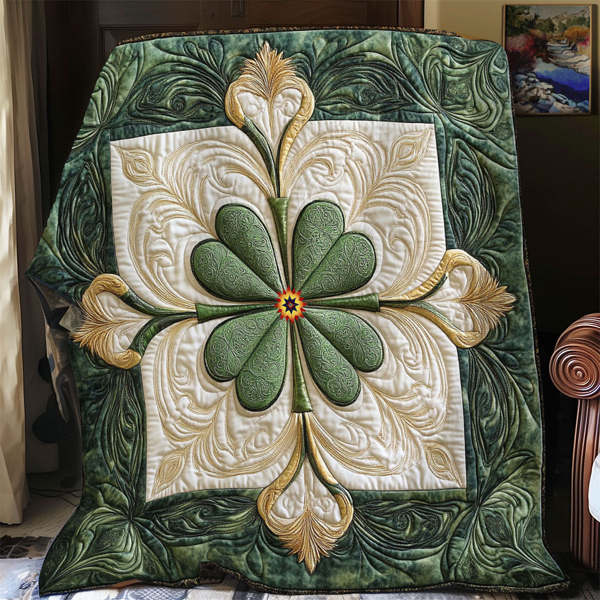 Lucky Clover Quilt Blanket Cute Soft Blanket Saint Patrick's Day Gift Ideas