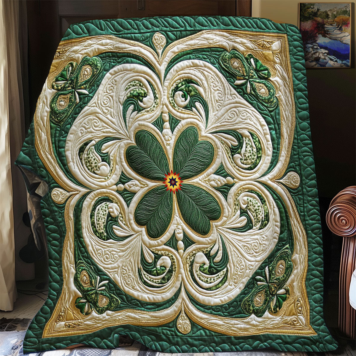 Lucky Clover Quilt Blanket Cute Soft Blanket St Patrick's Day Gift Ideas