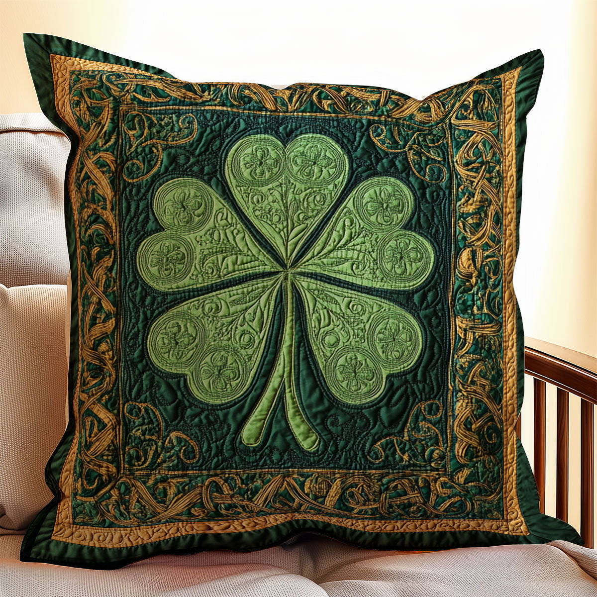 Lucky Clover Quilt Pillow Case Couch Pillow Covers Cute St Patricks Day Ideas Presents