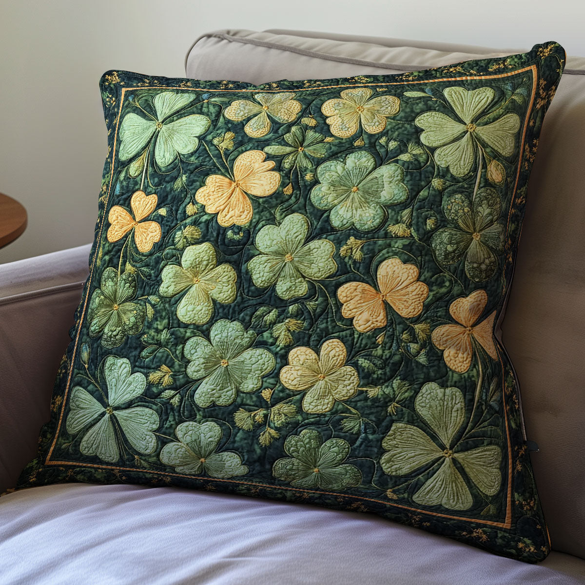 Lucky Clover Quilt Pillow Case Square Pillow Cover Best St Patrick'S Day Gifts