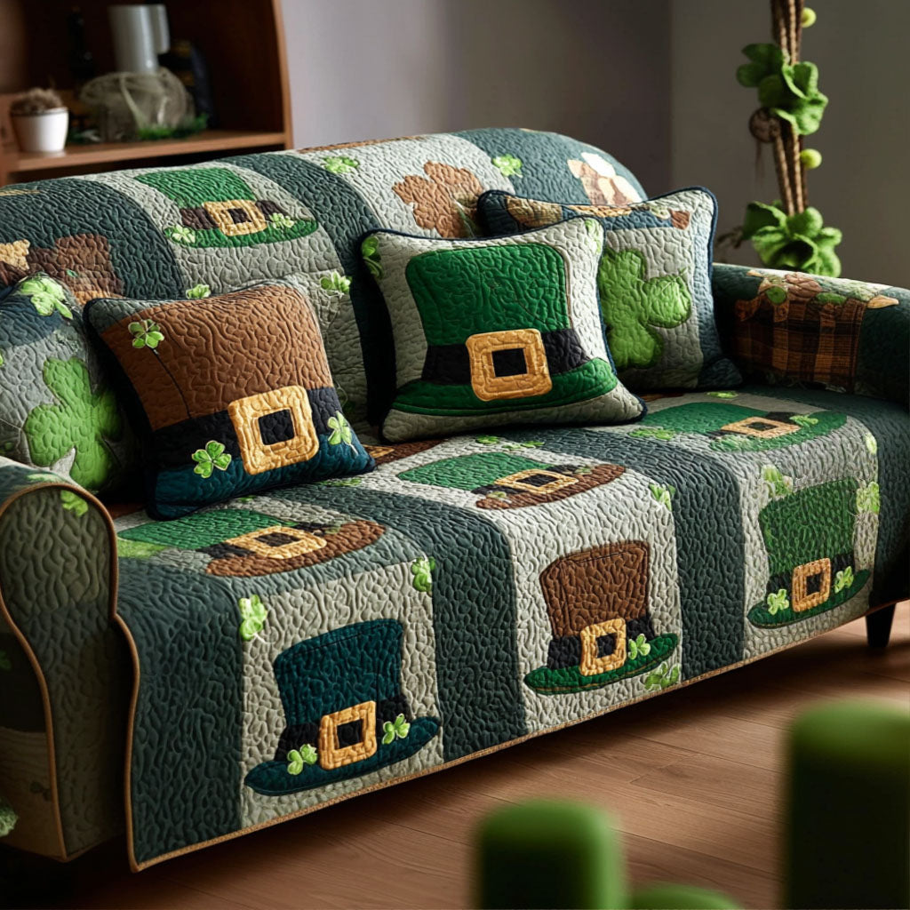 Lucky Clover Quilted Sofa Cover Sofa Saver Covers St Patty's Day Gift Ideas