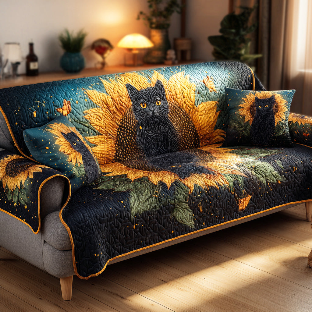Lunar Gaze Quilted Sofa Cover Sofa Chaise Cover Best Gifts For Cat Lovers