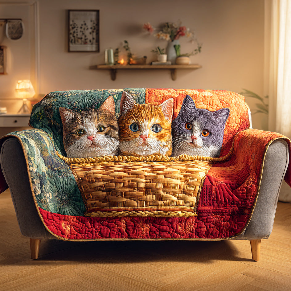 Magic Whisker Bloom Quilted Sofa Cover Holiday Living Decorations Christmas Presents For Cat Lovers