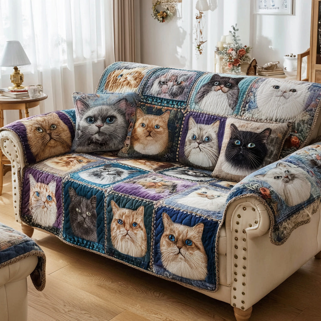 Majestic Cat Portrait Quilted Sofa Cover Nice Couch Covers Gift Ideas For Cat Lovers