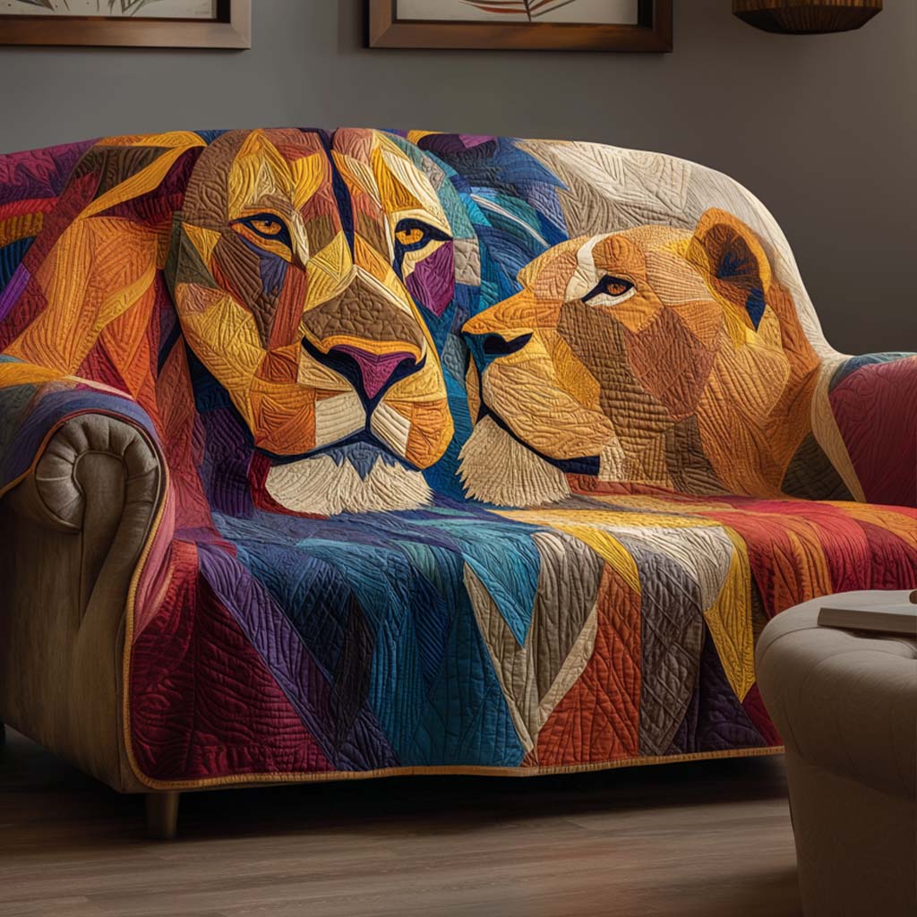 Majestic Duo Quilted Sofa Cover Slipcover Couch Covers Lion Gifts For Him Her