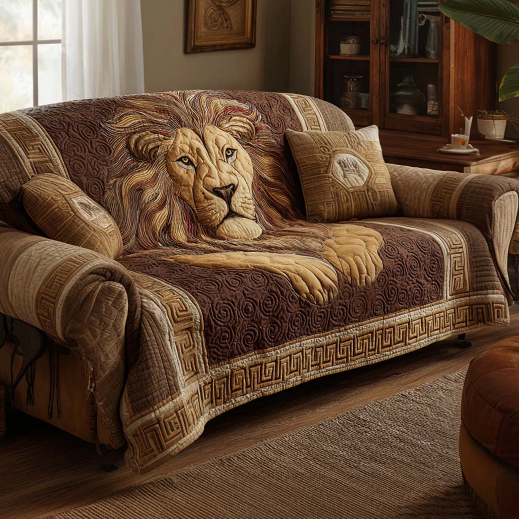 Majestic Lion Quilted Sofa Cover Sofa Cover Set Awesome Gifts For Lion Lovers