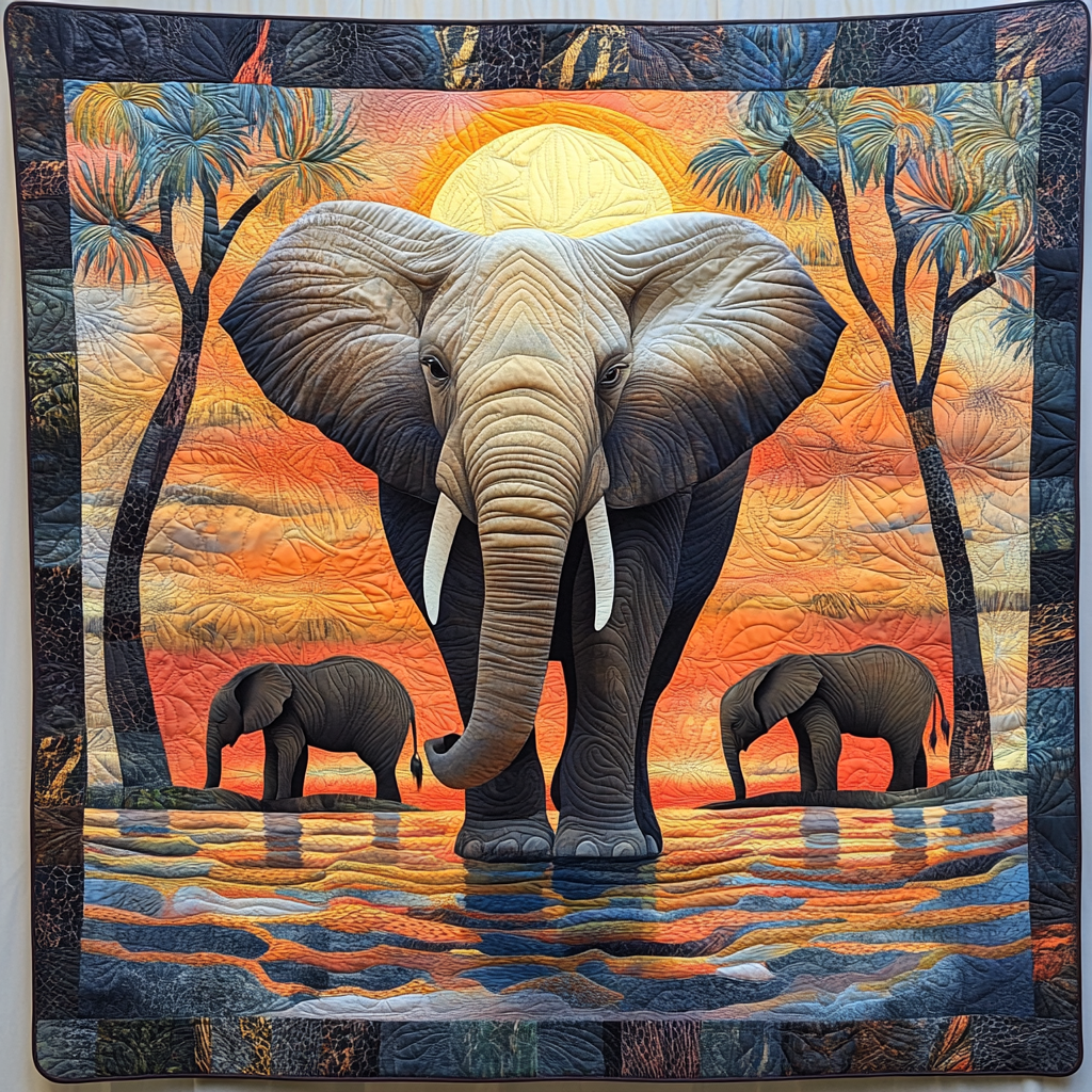 Majestic Savannah Quilted Blanket Bed Decorations Elephant Themed Gifts