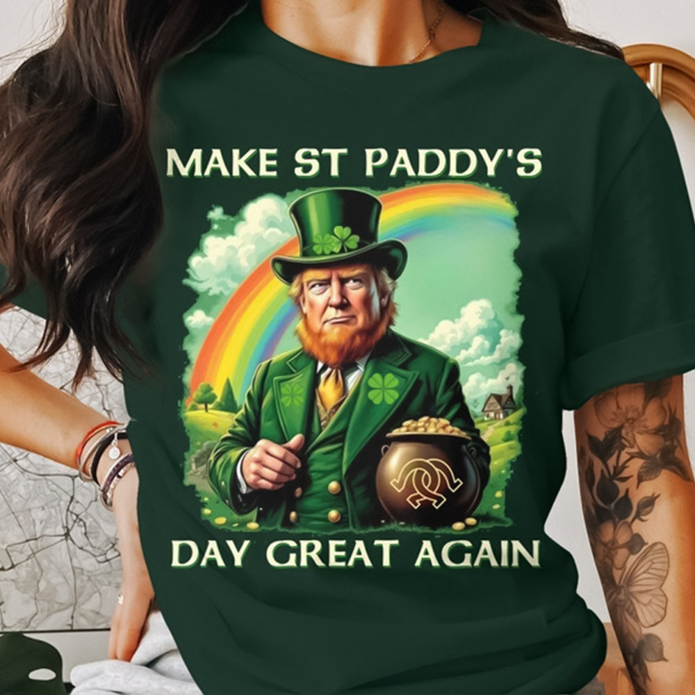 Make St Paddy's Day Great Again Shirt Funny Donald Trump St Patrick'S Day T-Shirt Gift - Image 2