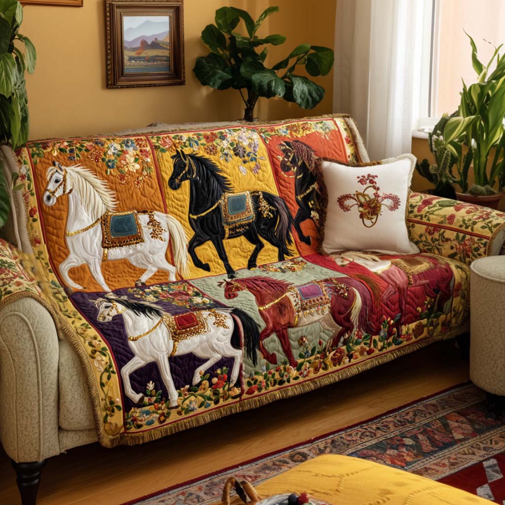 Mare in Bloom Quilted Sofa Cover Sofa Saver Covers Gifts For Horse People