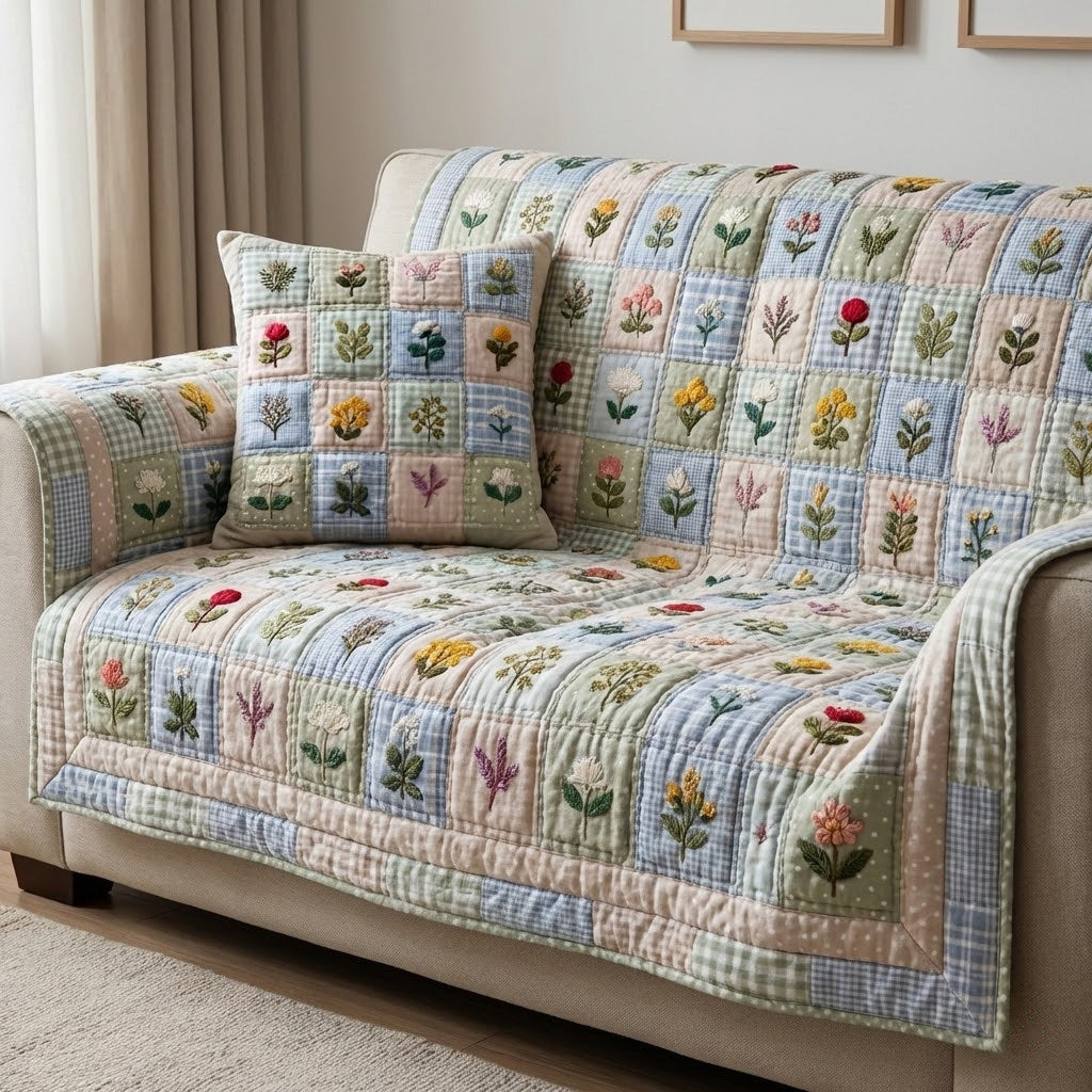 Meadow Botanica Quilted Sofa Cover Best Slip Covers For Furniture Sunflower Theme Gifts