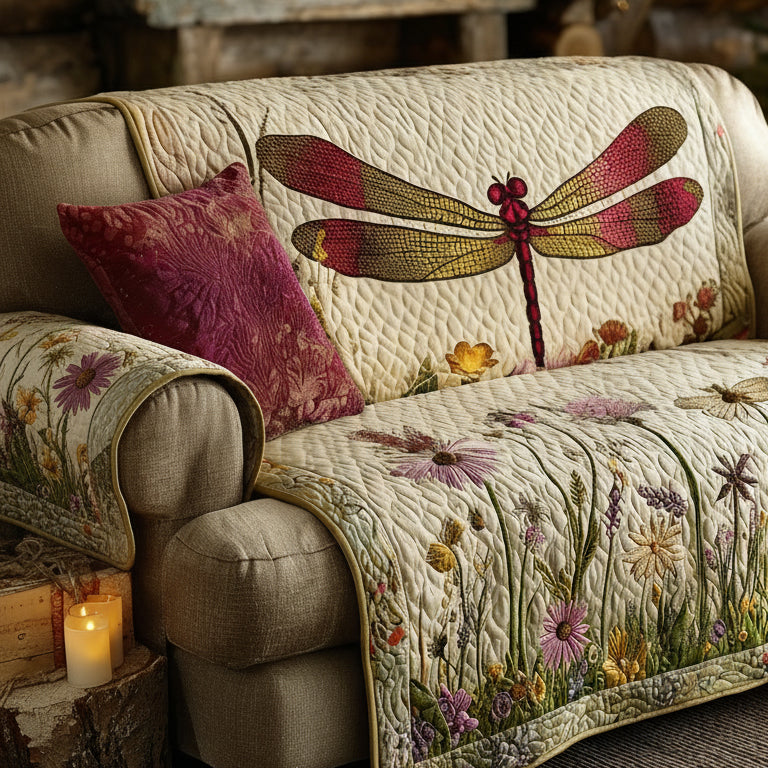 Meadow Dragonfly Quilted Sofa Cover Couch Cushion Covers Best Dragonfly Christmas Gifts