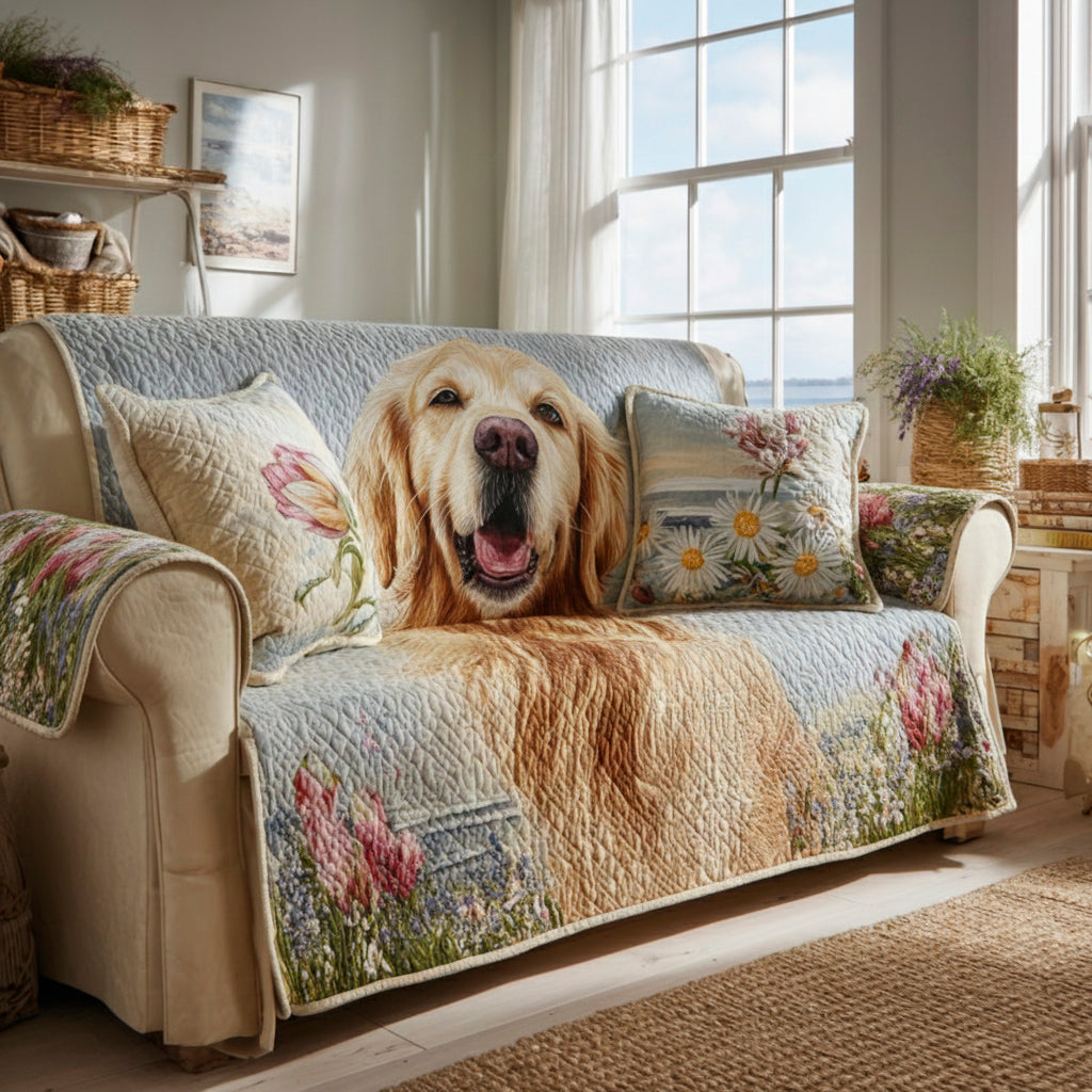 Meadow Golden Retriever Quilted Sofa Cover Best Slipcovers Present Ideas For Dog Lovers