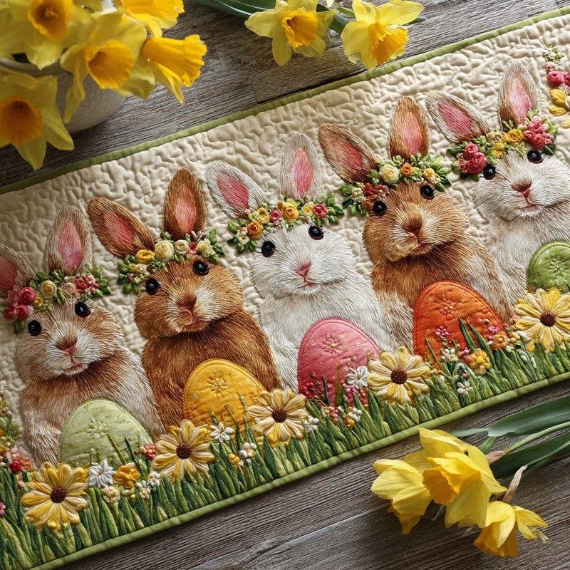 Meadow Joy Floral Quilted Table Runner Spring Table Decor Best Gift For Flower Lovers