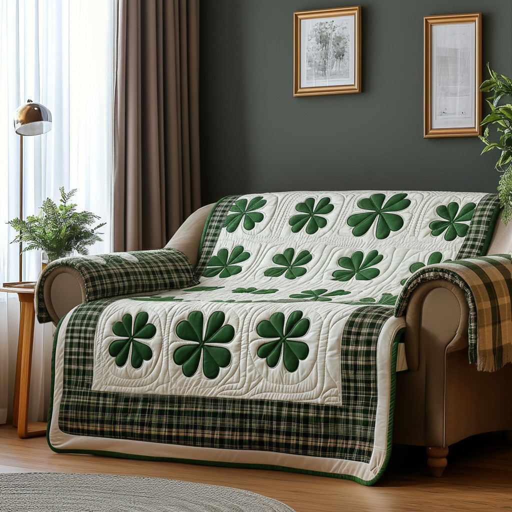 Meadow Luck Quilted Sofa Cover Furniture Couch Covers Cute Ideas For St Patrick's Day