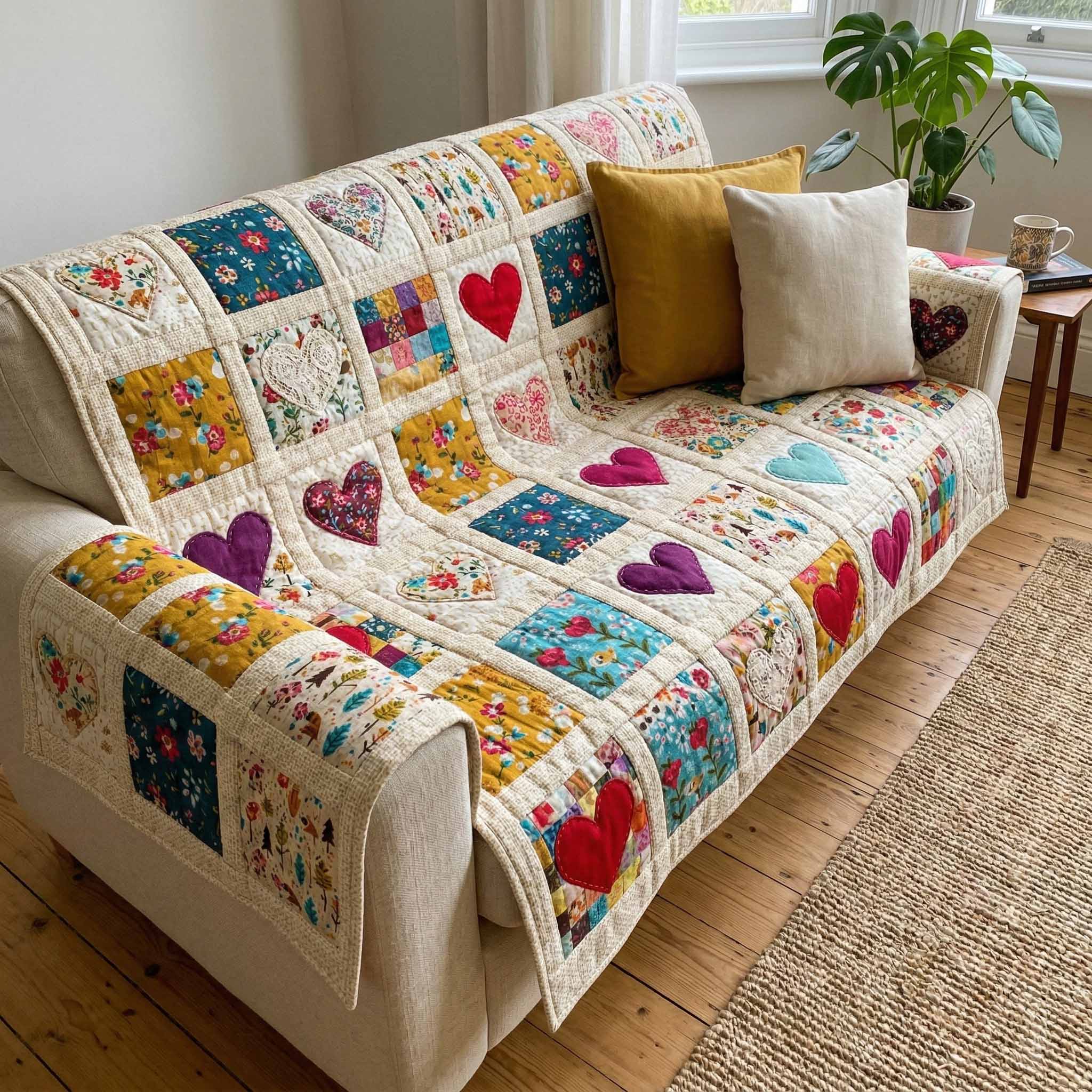 Meadow Patch Quilted Sofa Cover Sofa Couch Cover Xmas Gift Ideas For Couples