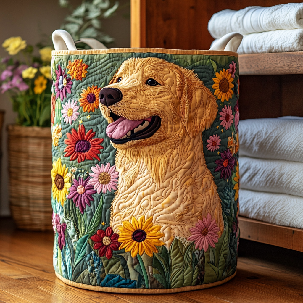 Meadow Smile Quilted Laundry Basket Practical Quilted Laundry Hamper Gift for Daily Use
