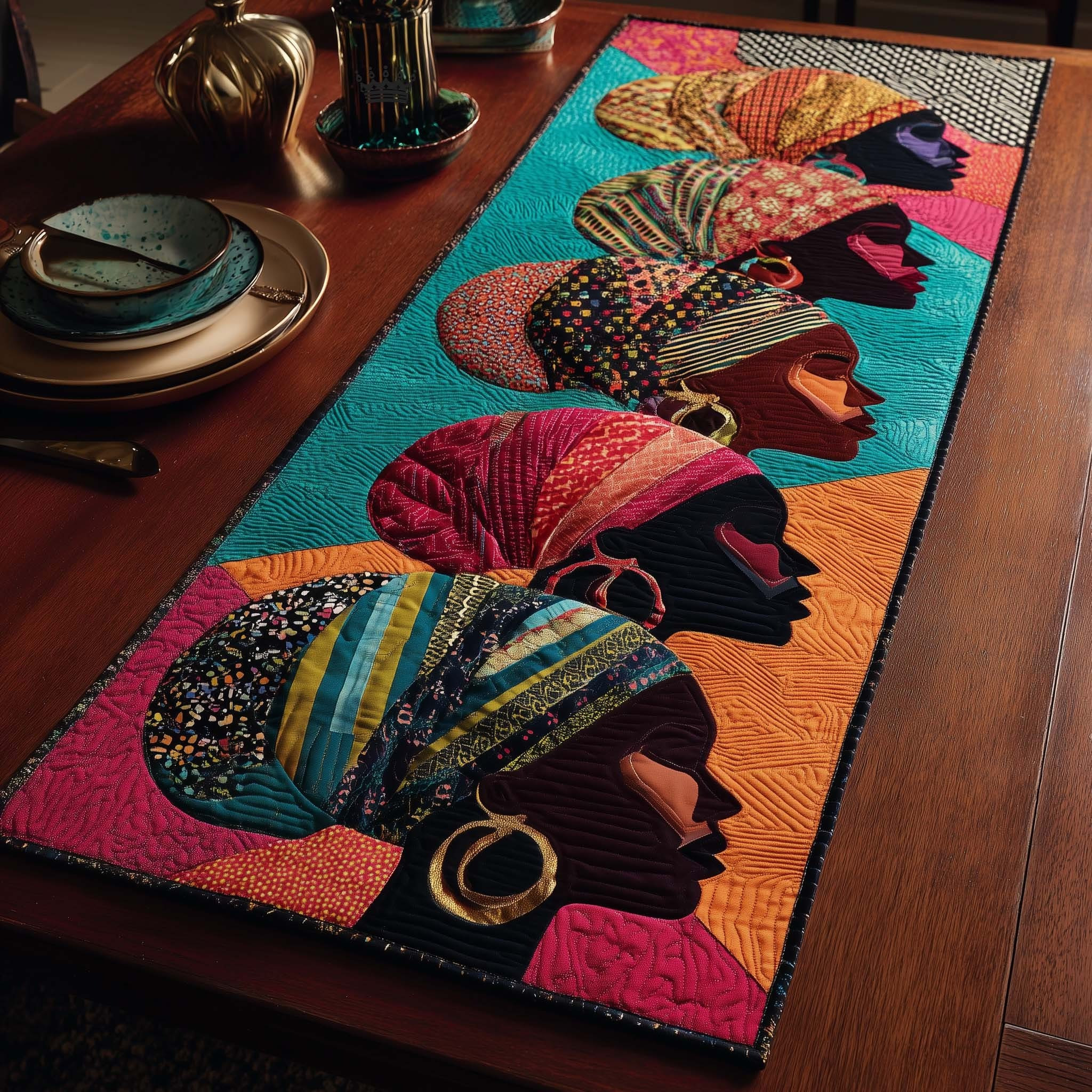 Melanin Queens Quilted Table Runner Dining Table Decor Black History Month Gifts