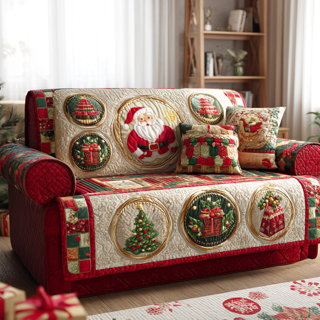 Merry Claus Quilted Sofa Cover Cool Couch Covers Family Xmas Gift Ideas