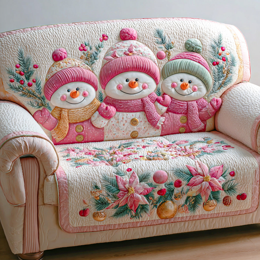 Merry Frost Night Quilted Sofa Cover Christmas Family Room Decor Gifts For Grandma
