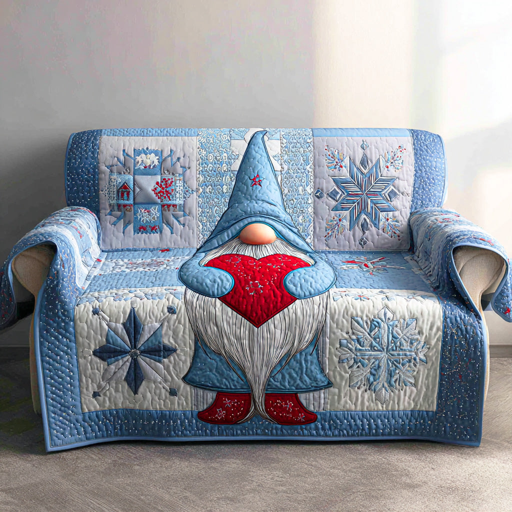 Merry Gnome Gathering Quilted Sofa Cover Furniture Covers Family Christmas Present Ideas