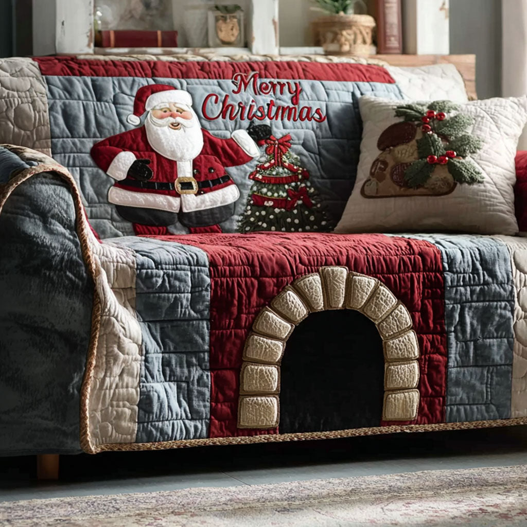 Merry Hearth Quilted Sofa Cover Christmas Couch Decor Novelty Book Gifts