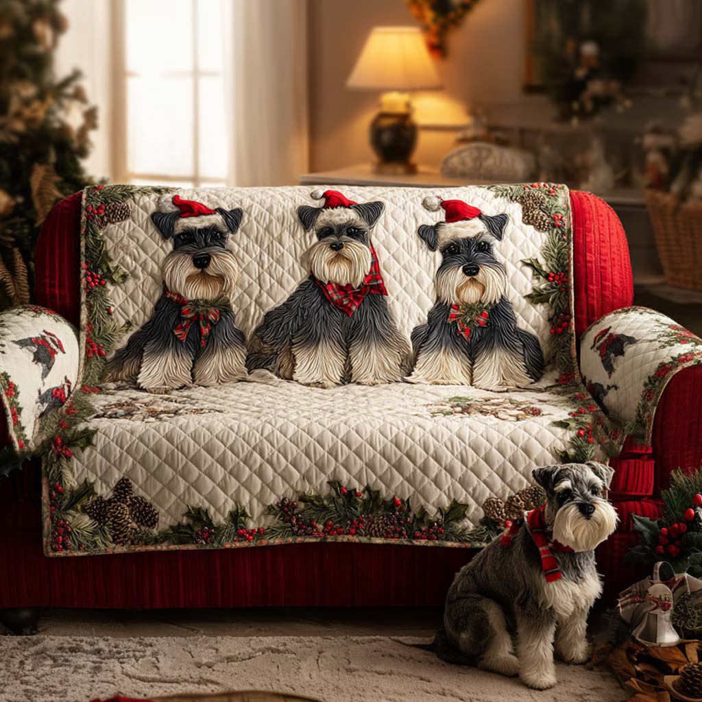 Merry Schnauzer Quilted Sofa Cover Best Sofa Covers Family Xmas Gift Baskets