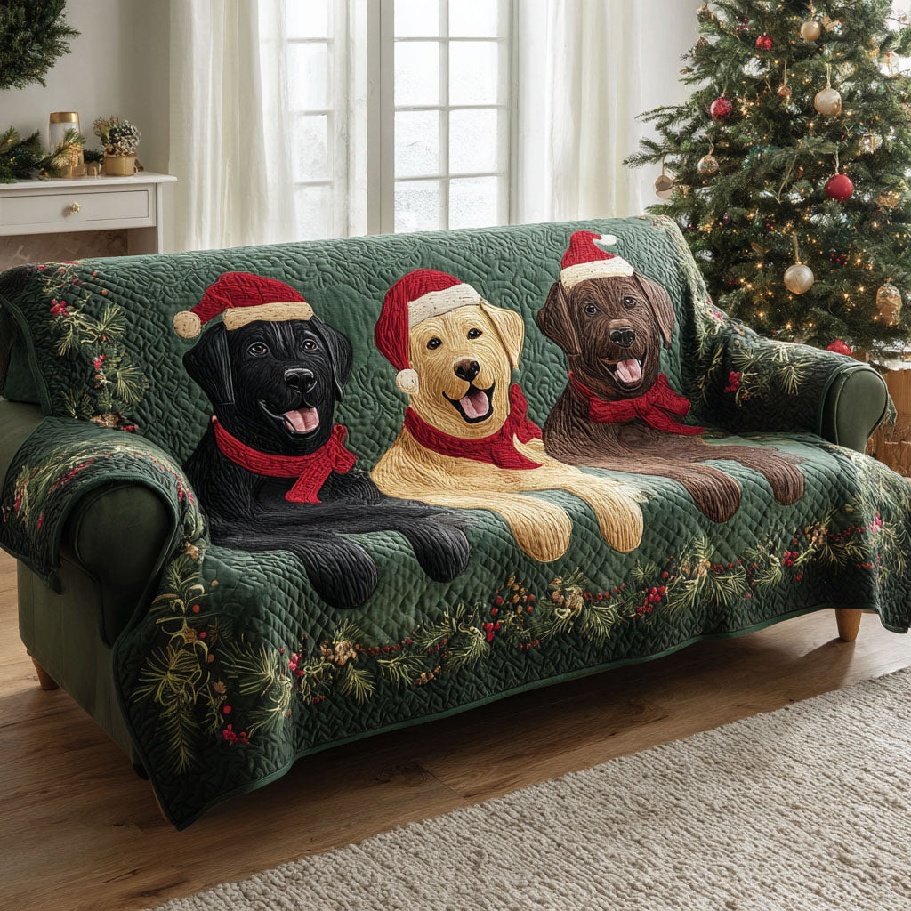 Merry Tails Quilted Sofa Cover Holiday Couch Covers French Bulldog Themed Gifts