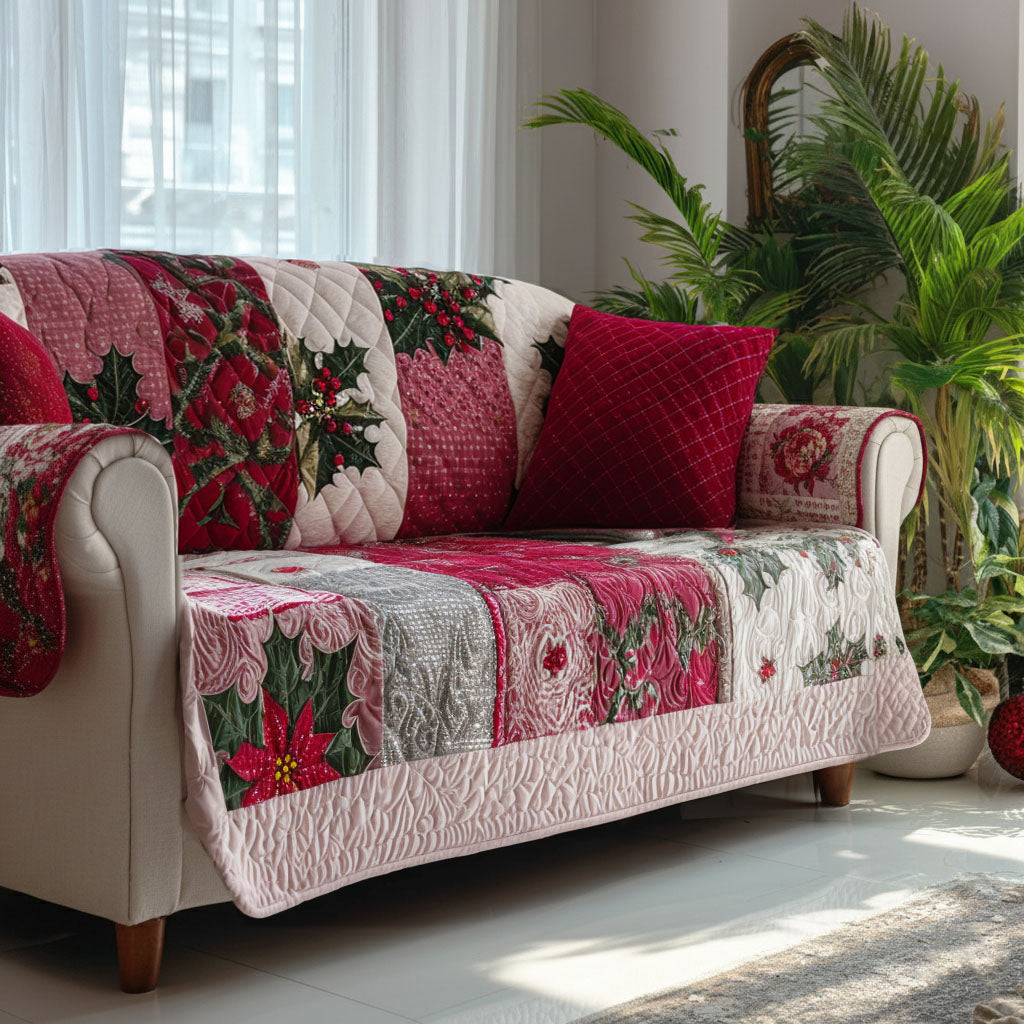 Merry Winter Garden Quilted Sofa Cover Christmas Decor Christmas Ideas For Family