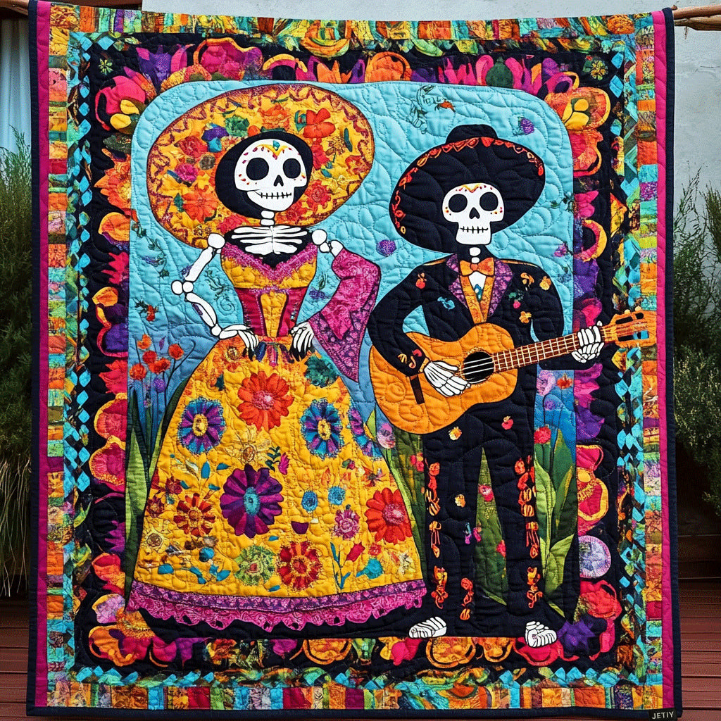 Mexican Day Of The Dead Quilted Blanket Bedding Ideas Day Of The Dead Merchandise