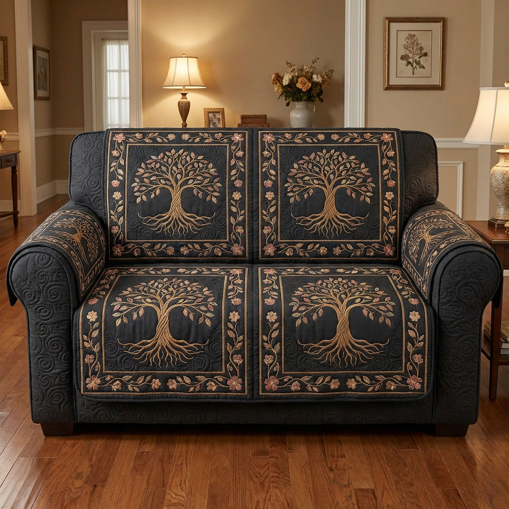 Midnight Celtic Oak Quilted Sofa Cover Couch And Loveseat Covers Tree Of Life Merchandise