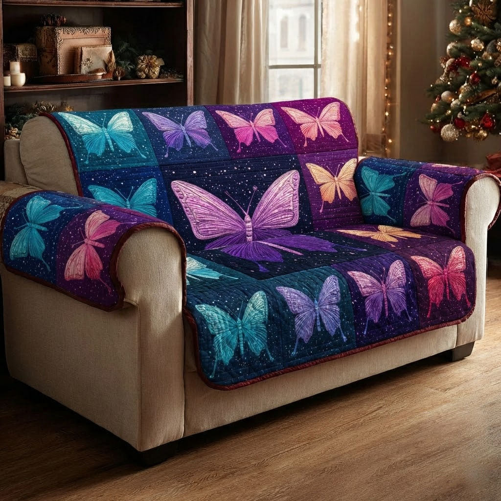 Midnight Flutter Quilted Sofa Cover Couch Seat Covers Novelty Butterfly Gifts