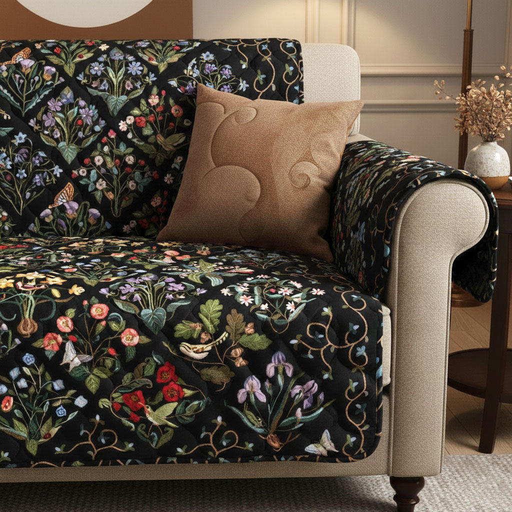 Midnight Garden Quilted Sofa Cover Indoor Decoration Awesome Mother's Day Gifts