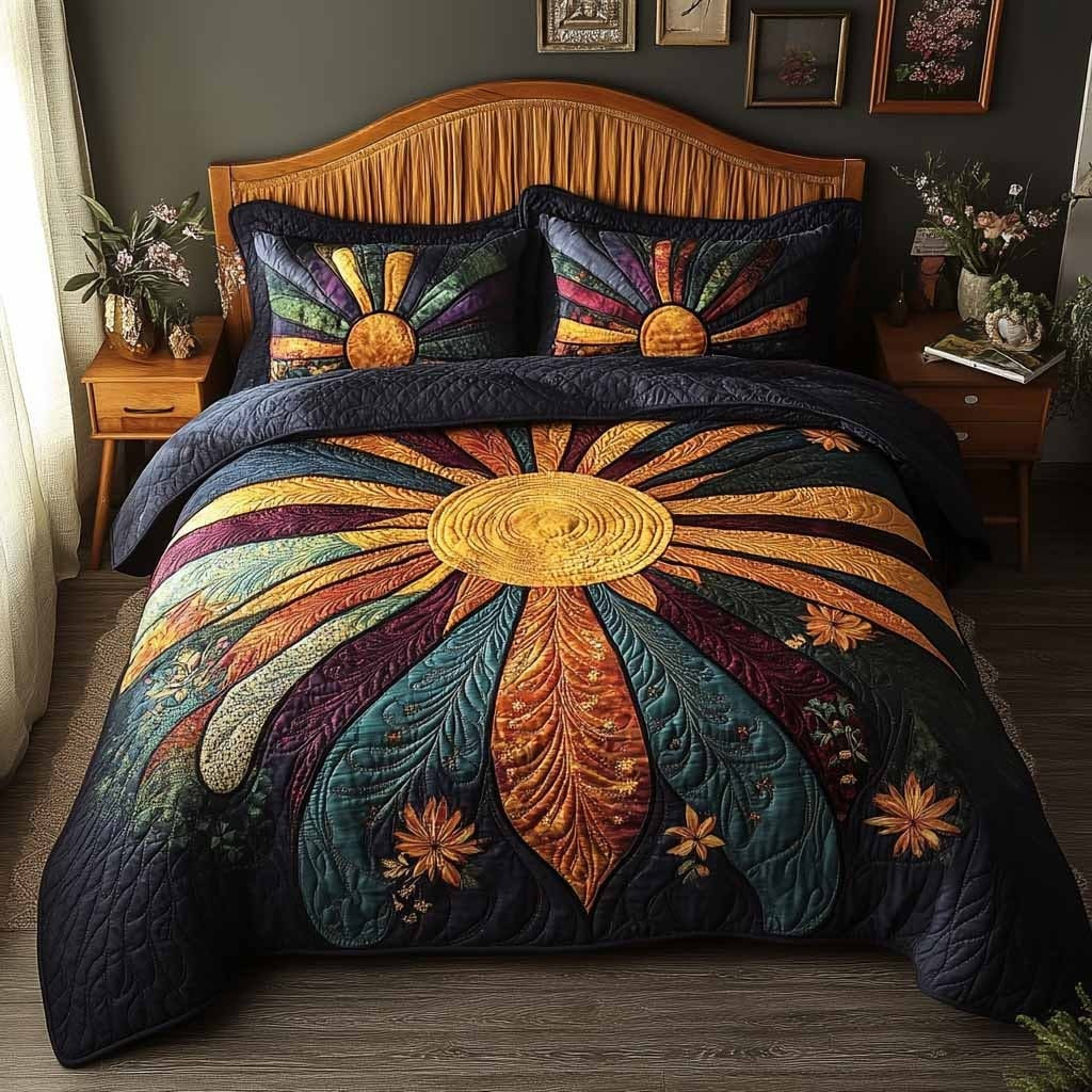 Midnight Glow Quilted Bedding Set Bed Room Decoration Mother's Day Gifts For Grandma