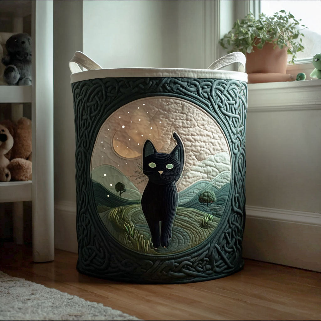 Midnight Guardian Quilted Laundry Basket Modern Quilted Laundry Basket Gift for Stylish Homes