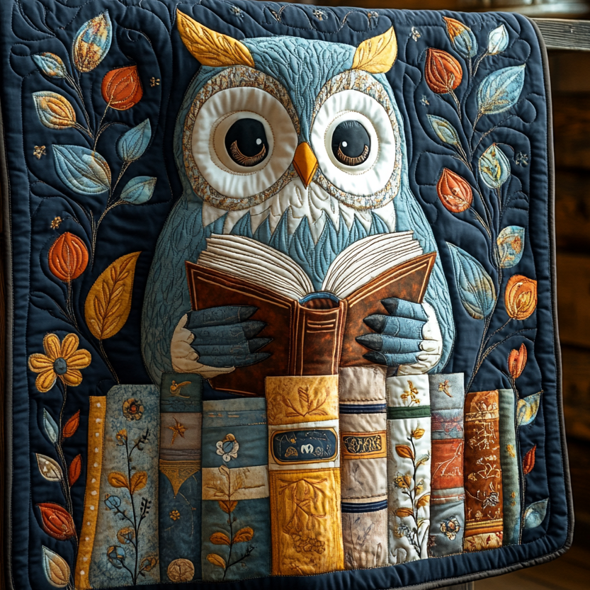 Midnight Owl Reading Quilted Blanket Bed Room Decoration Book Gifts For Ladies