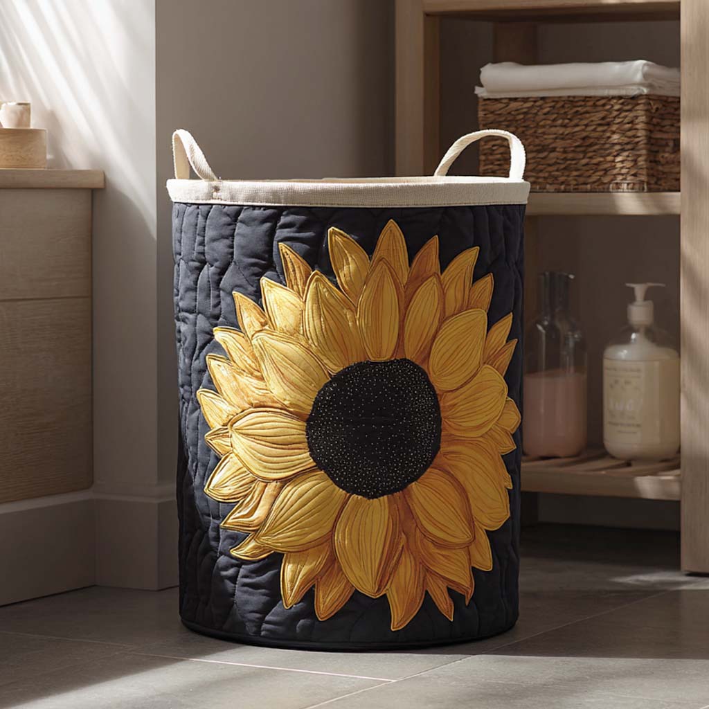 Midnight Sun Quilted Laundry Basket Compact Quilted Laundry Hamper for Small Spaces