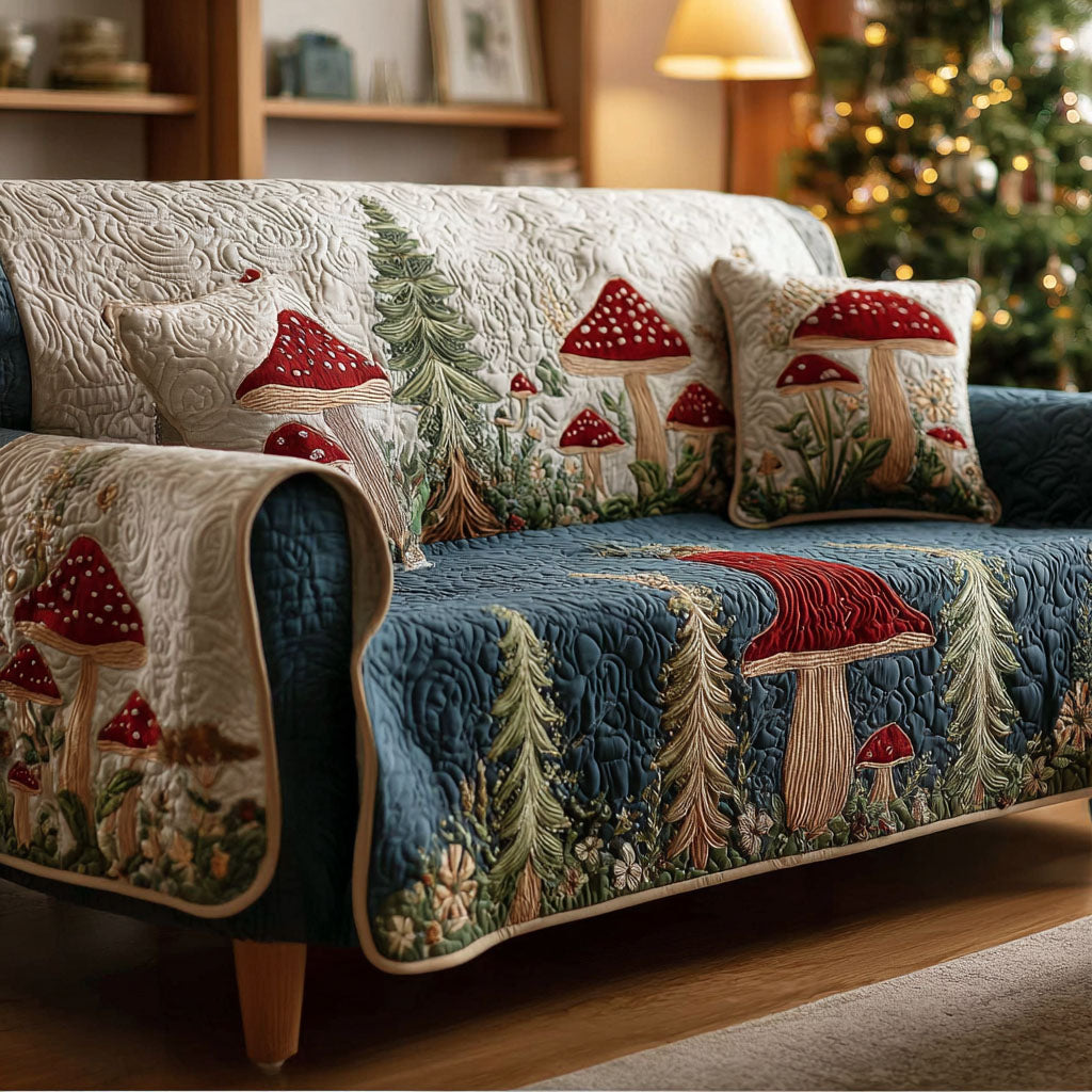 Misty Woodland Quilted Sofa Cover Christmas Living Room Decor Christmas Presents