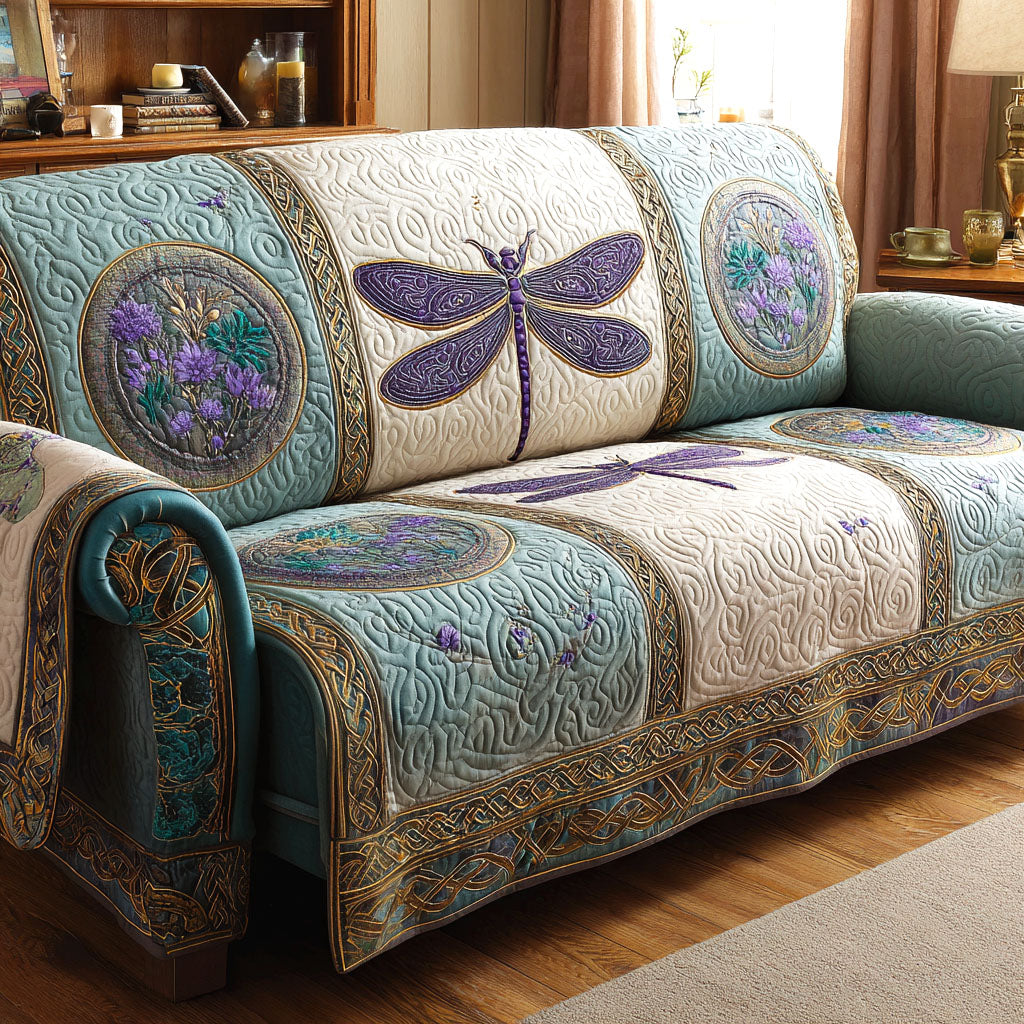 Moonlight Wings Quilted Sofa Cover Couch Protector Great Dragonfly Lover Gifts