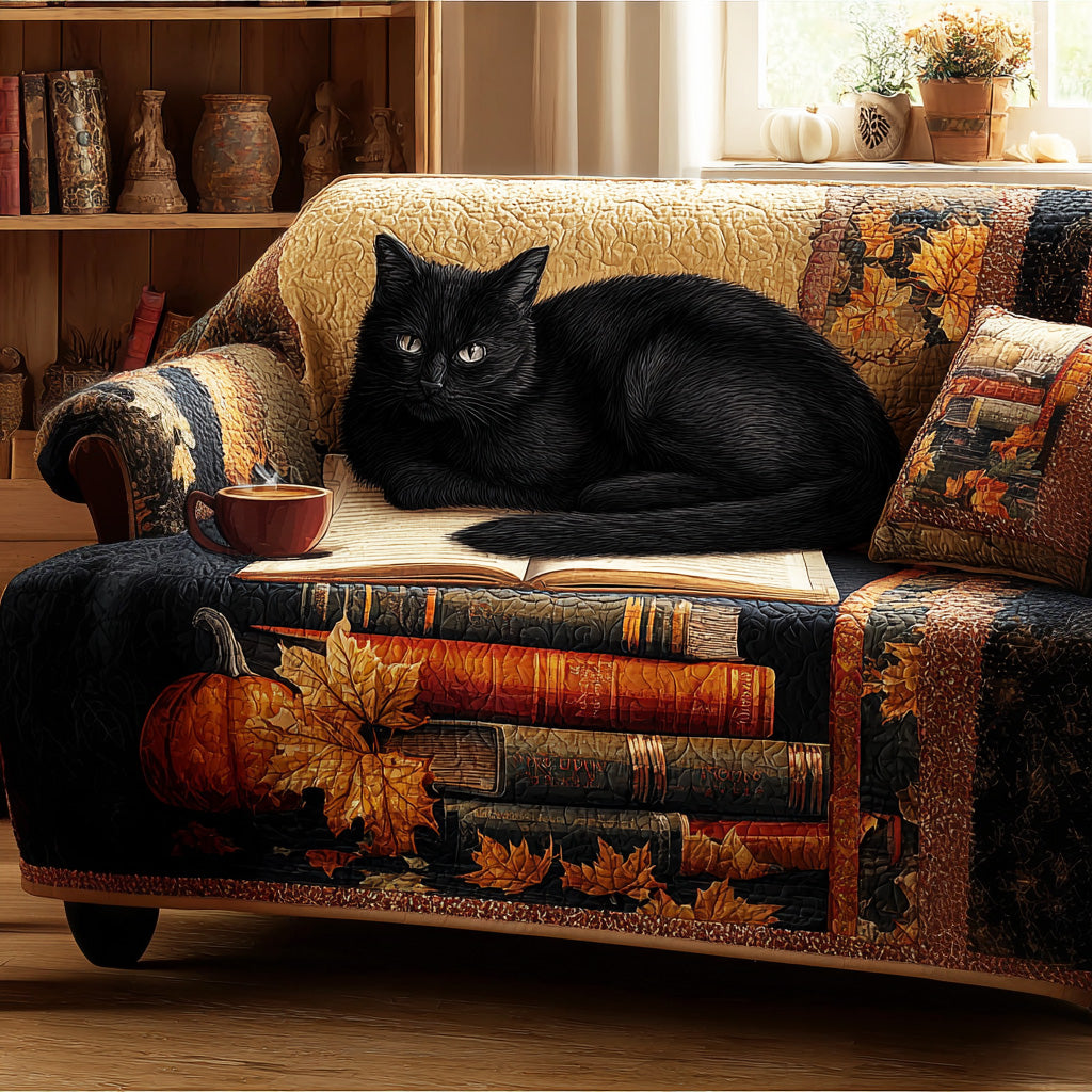 Moonlit Book Nook Quilted Sofa Cover Home Decor Gift Ideas For Book Lovers