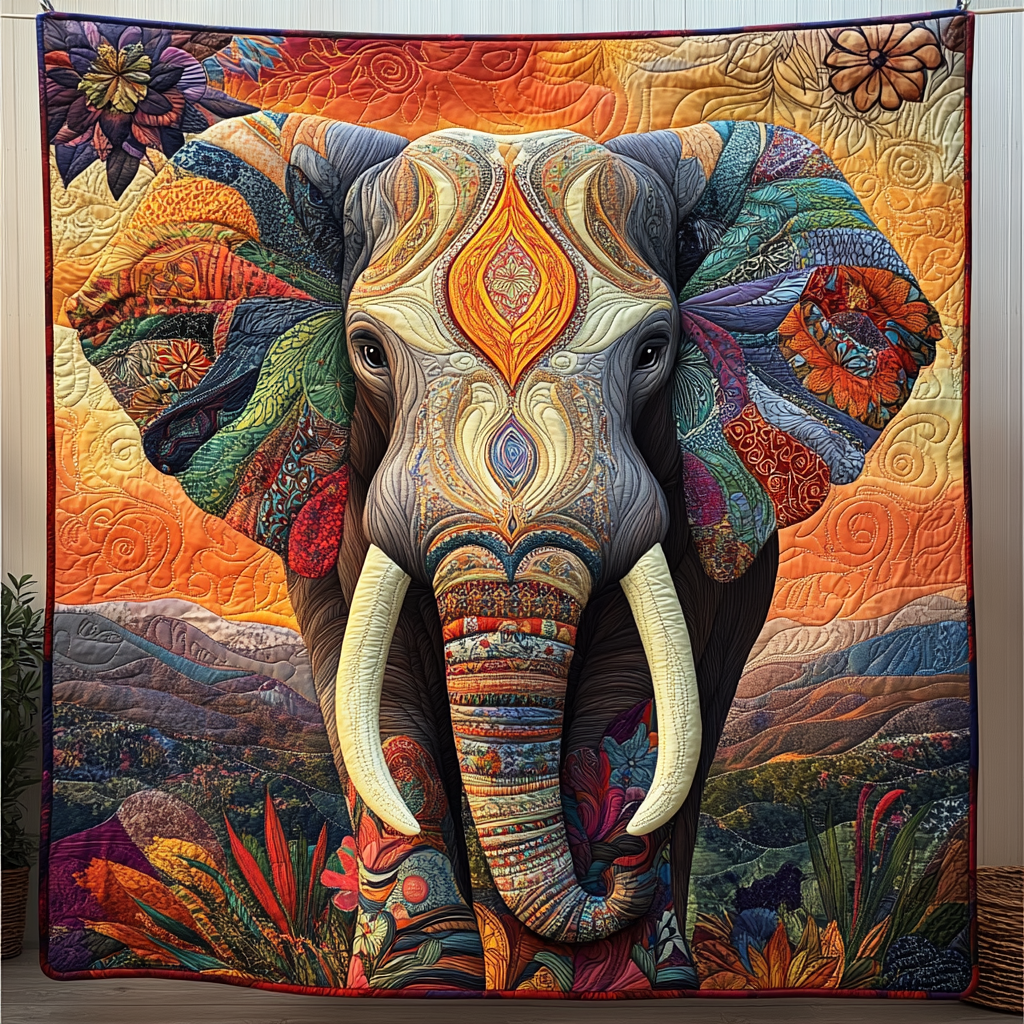 Moonlit Elephant Quilted Blanket Cover Bed Set Dad Birthday Gifts