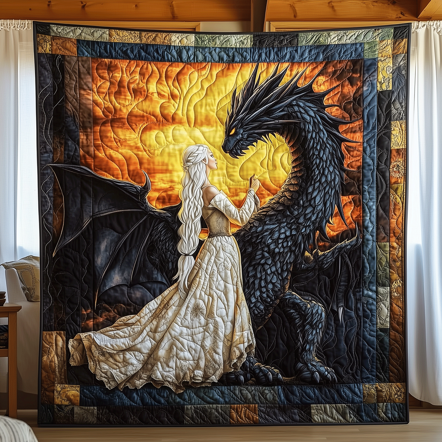 Mother of the Flame Quilted Blanket Great Bed Sets Gift For Dragon Lover