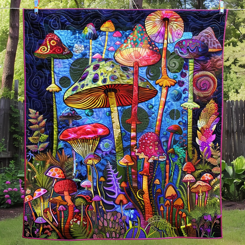 Mushroom Magic Quilted Blanket Bed Decor Ideas Moms Day Gift