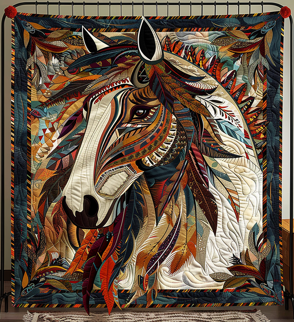 Mustang Mystique Quilted Blanket Bed Decorations Native American Related Presents